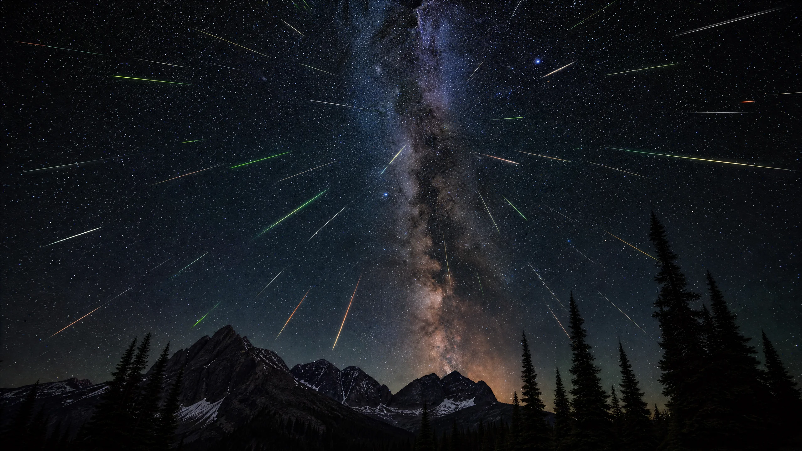英仙座流星雨长曝光合成摄‌影获奖作品